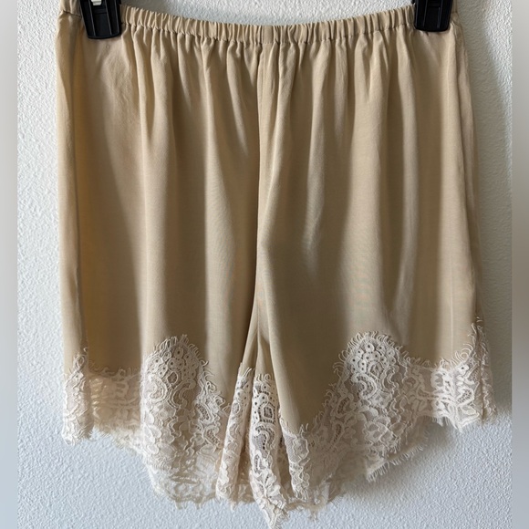 L´Academie Tan Lace Trim High Waist Shorts